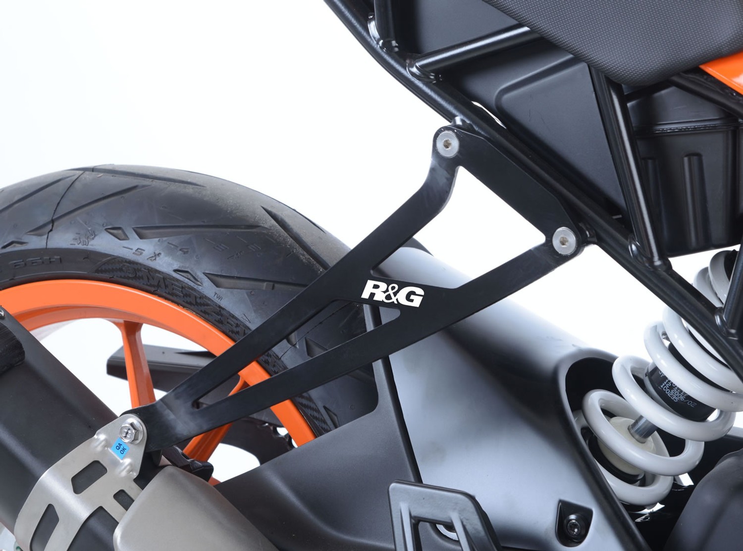 R&G Racing Exhaust Hanger & Left Hand Footrest Blanking Plate (kit) for KTM RC125 '17-'18, RC390 '17-'20 R&G Racing Exhaust Hanger & Left Hand Footrest Blanking Plate (kit) for KTM RC125 '17-'18, RC390 '17-'20